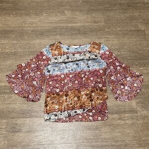 Style & Co. Multicolor Floral Bell Sleeve Blouse